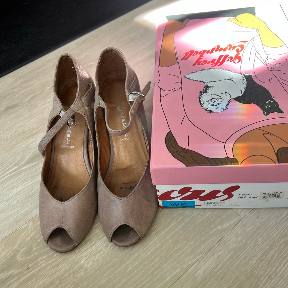 Jeffrey Campbell Taupe Peep-Toe Heels